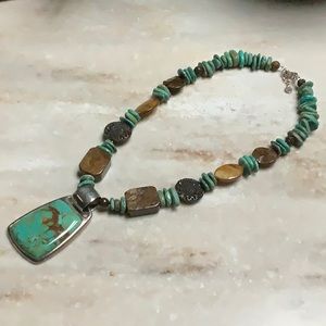 😍925 Silver&Green Turquoise Pendant Necklace😍